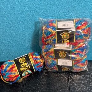 4 NEW  Lion Brand Yarn Lion Bouclé 70g ea Color 203 Jelly Bean Same Lot: 31678